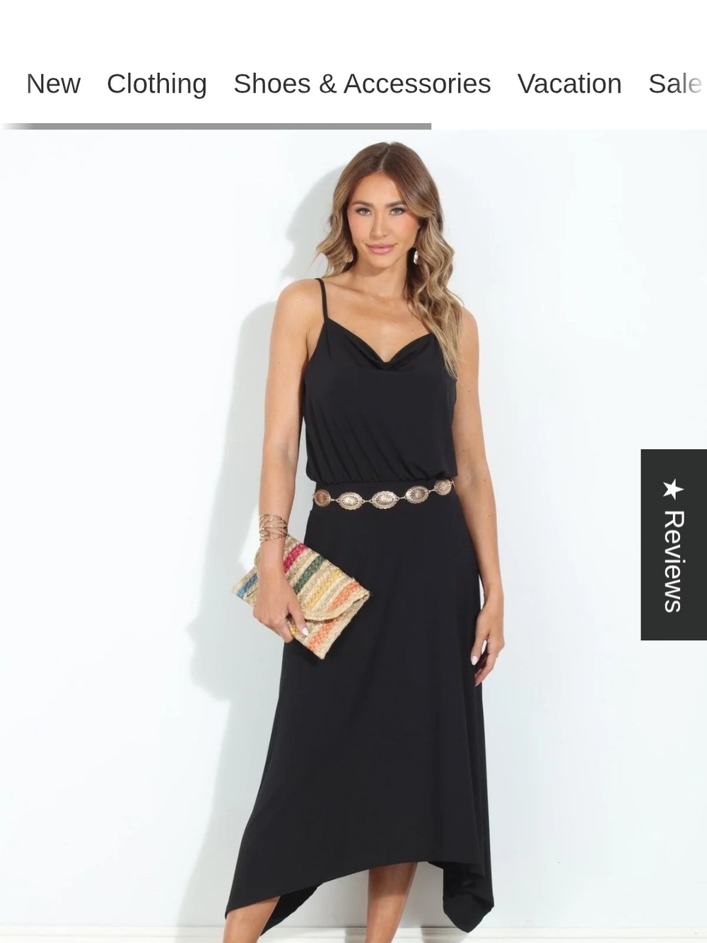 Veronica M Navy Blue Spaghetti-Strap Cowl Neck Midi Dress